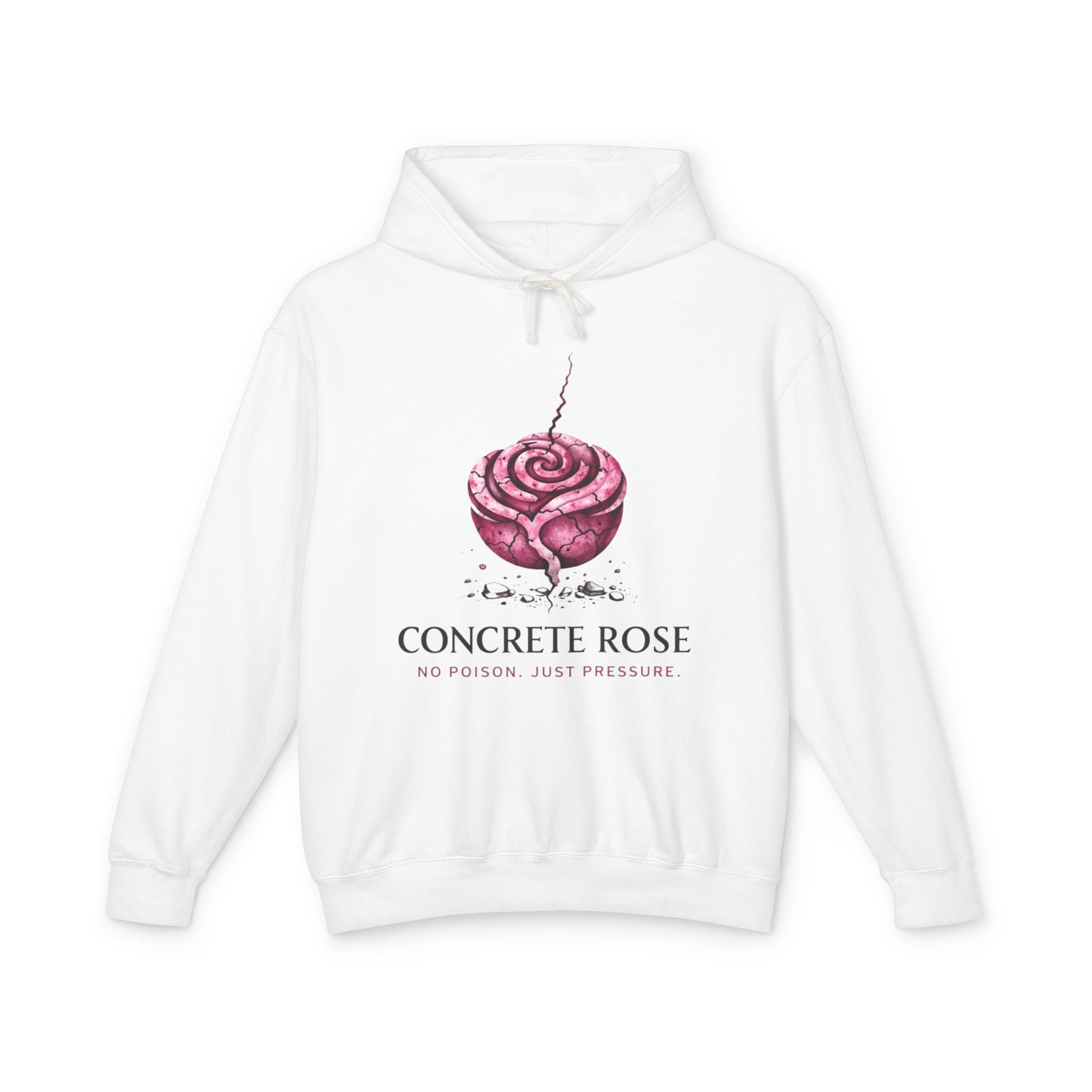Concrete Rose | Pink Rose Lightweight Hooded Sweatshirt