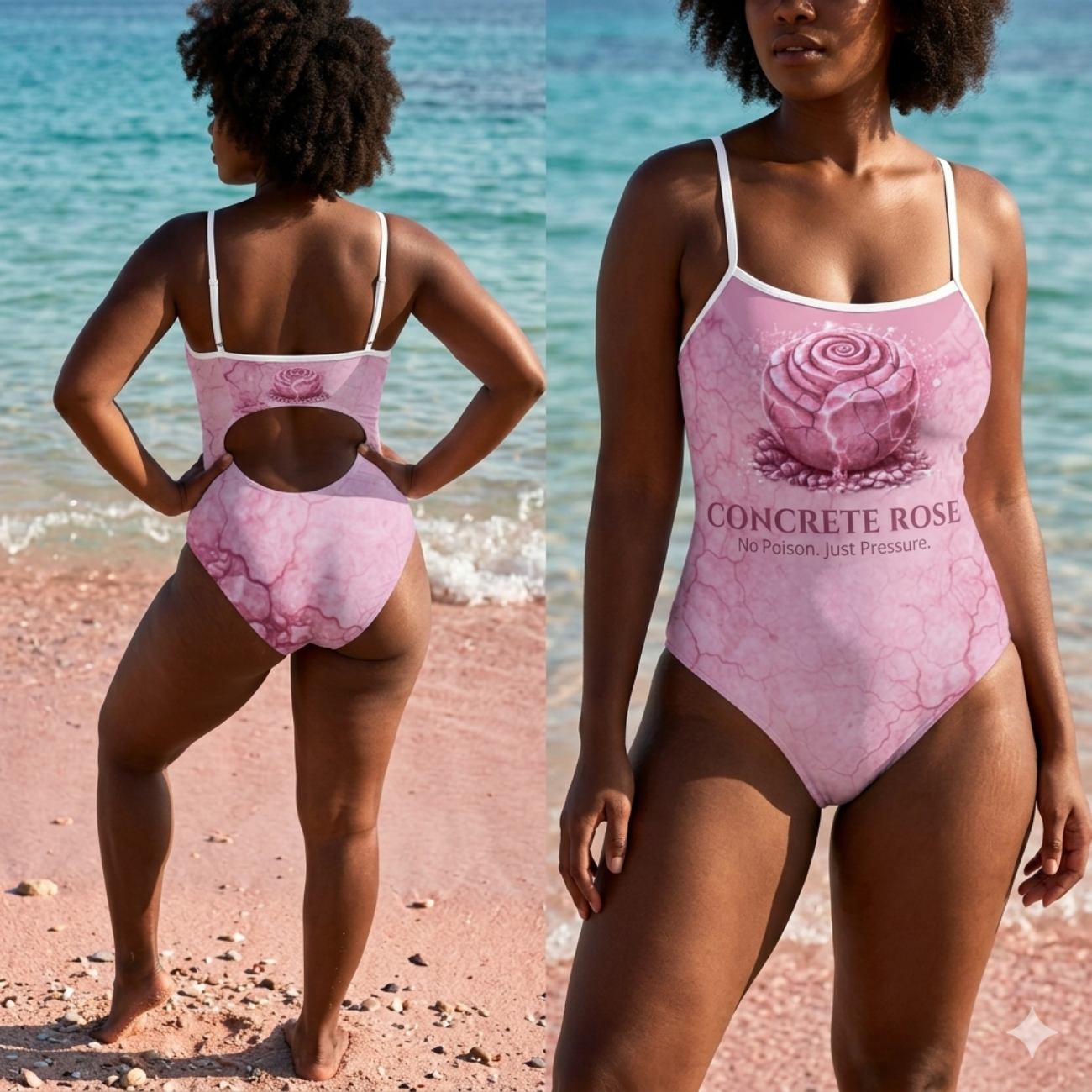 Concrete Rose | Pink Rose One-Piece Swimsuit