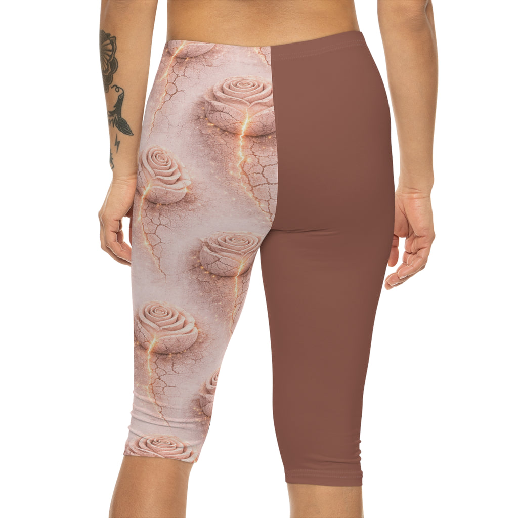 Concrete Rose | Cracked Rose Capri Leggings Limited Edition